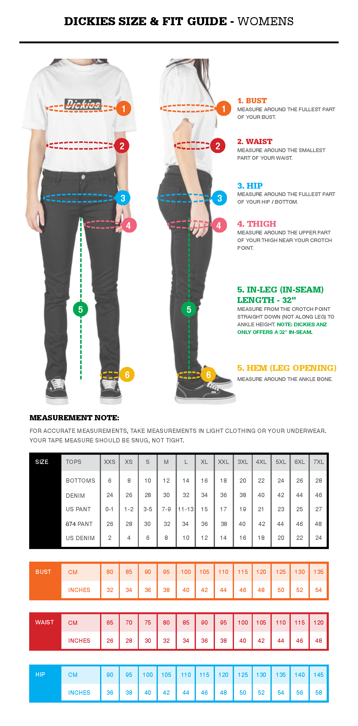 Mens Pants Inseam Size Chart